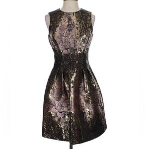 Vince Camuto Metallic Textured Mini Dress -Rose Gold / brown